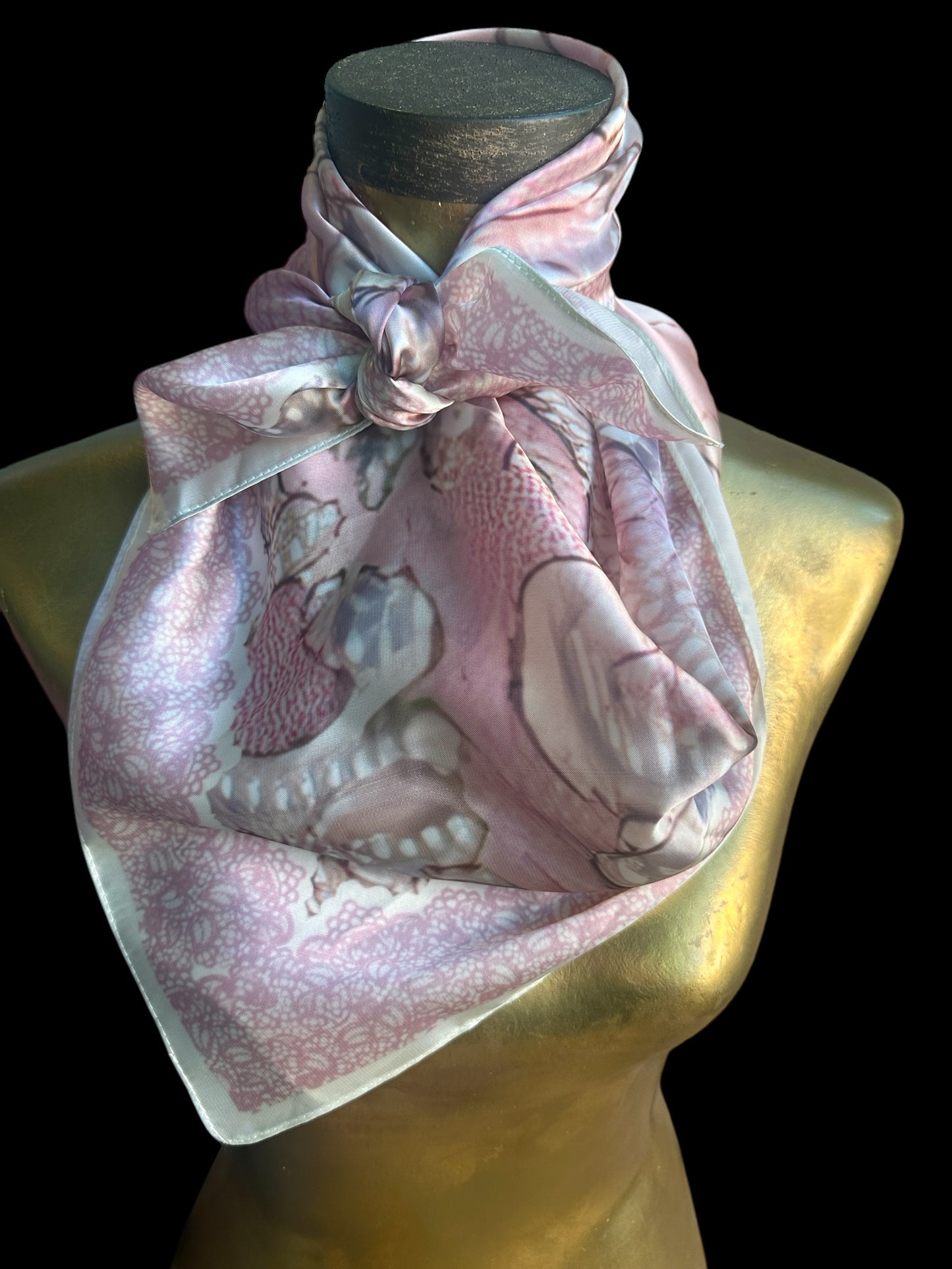 Pink Large Paisley Clouds Silk Rayon Wild Rag