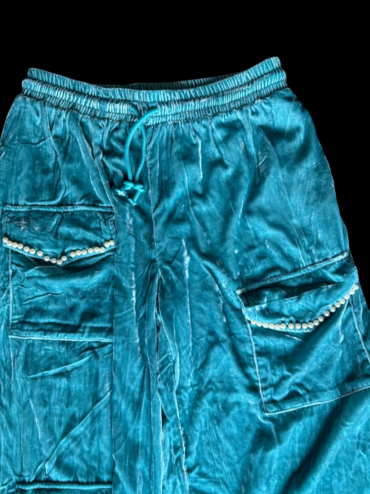 Turquoise Velvet Genie Pants