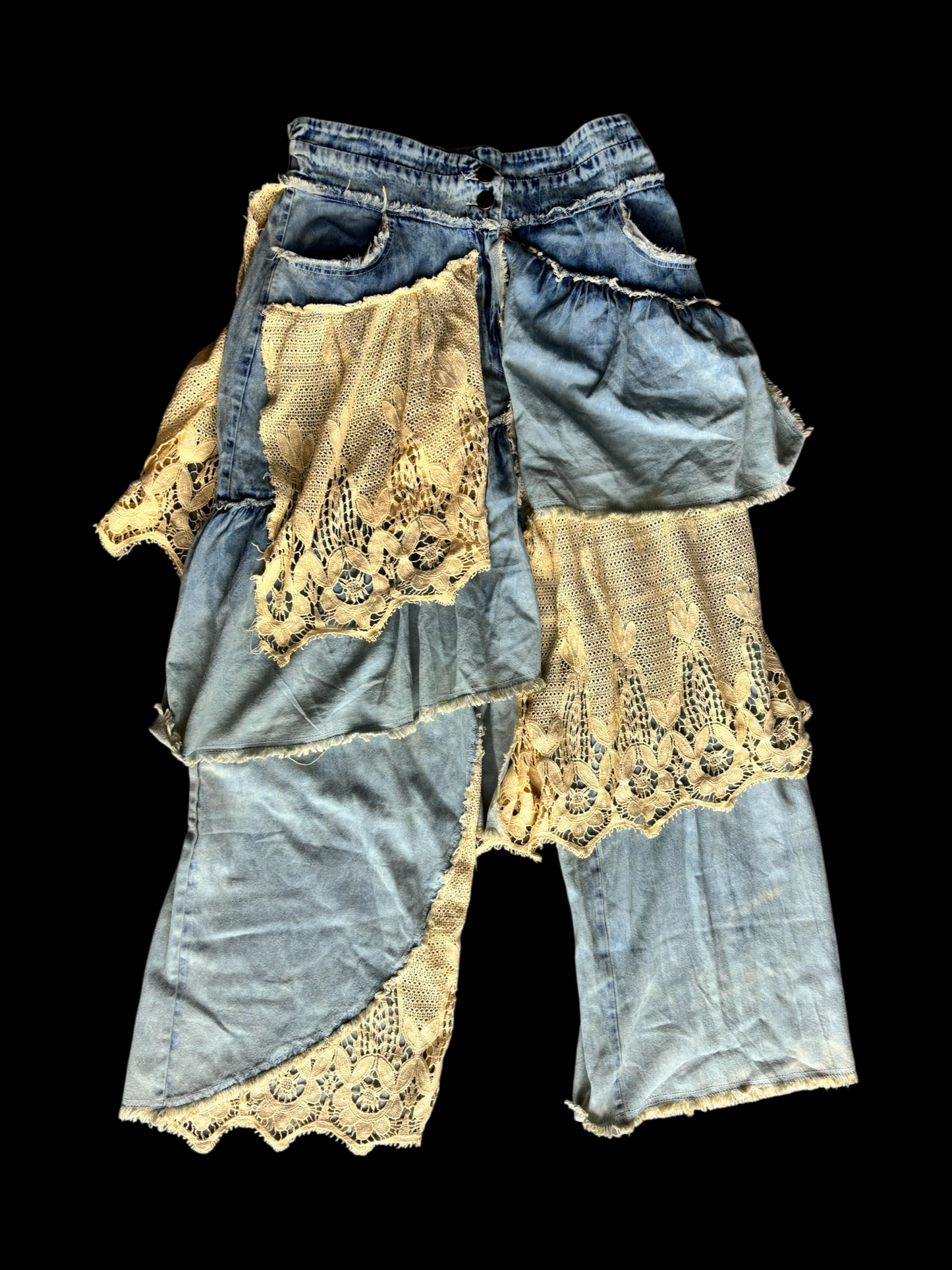 Layered Lace Denim Jean