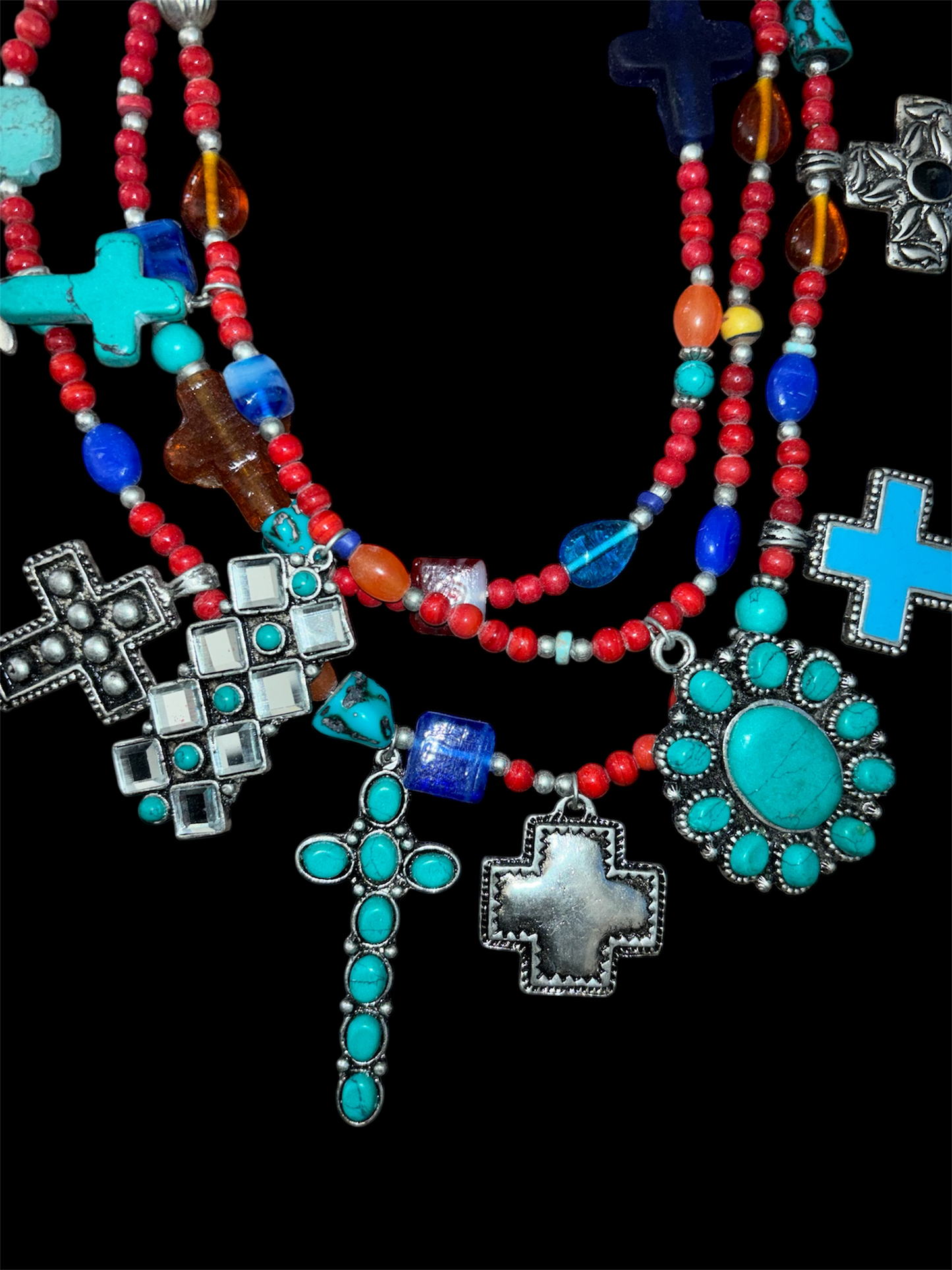 Treasured Cross 3 Strand Trinket Necklace