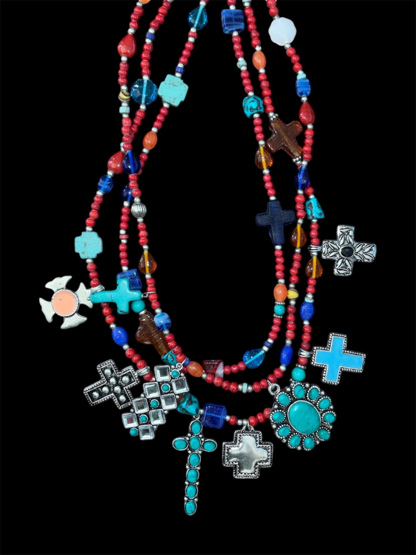 Treasured Cross 3 Strand Trinket Necklace