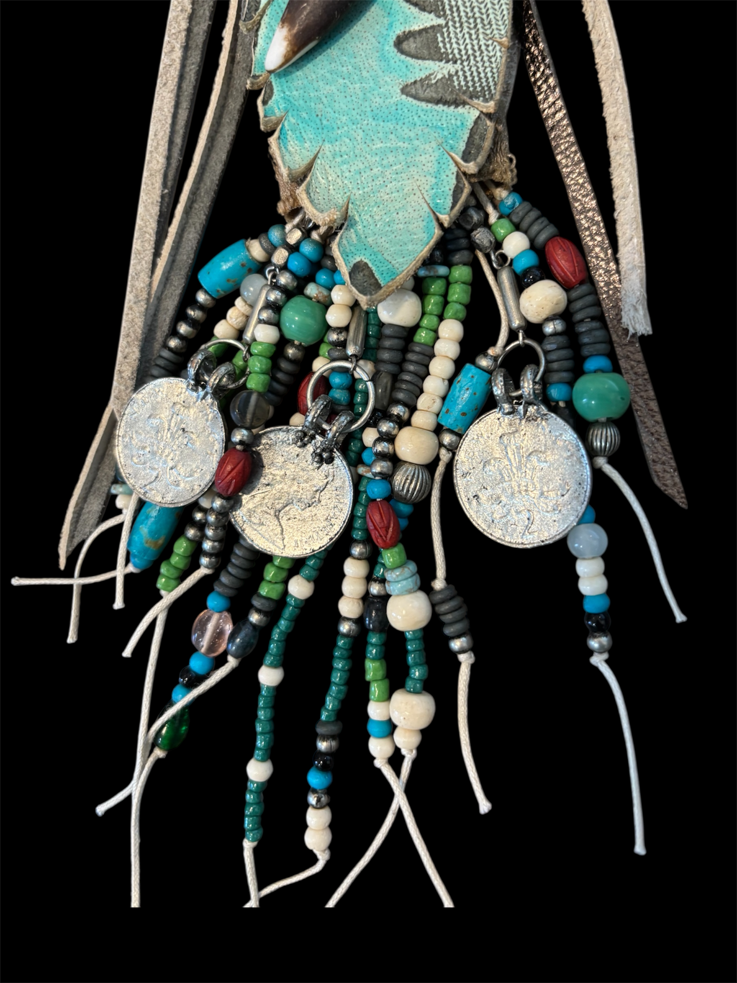 Native American Bead and Leather Fringe Necklace