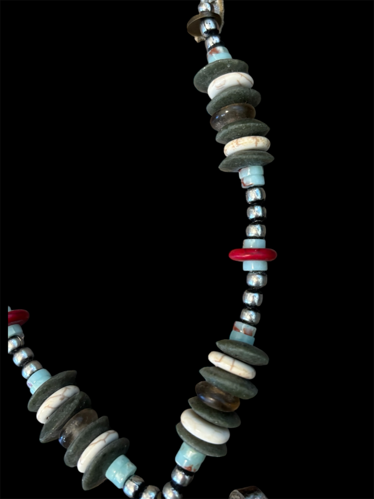 Native American Bead and Leather Fringe Necklace