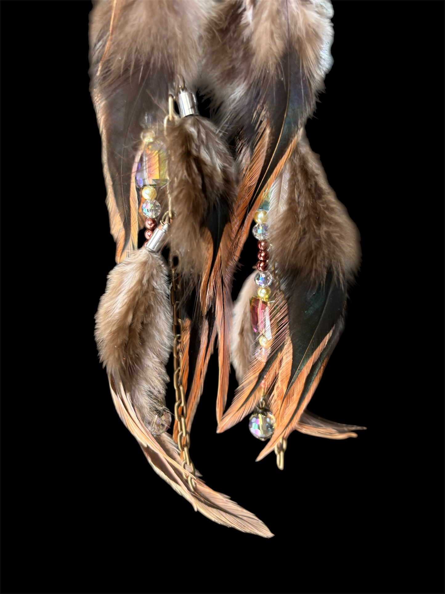Peachy Tiered Fancy Feather Earrings