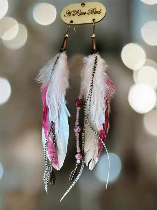 Pretty in Pink Fancy Feather Earrings