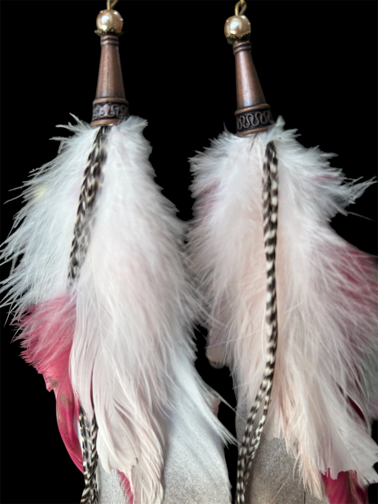 Pretty in Pink Fancy Feather Earrings