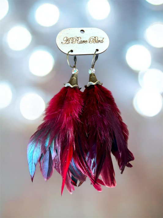 Red Bell Feather Earrings
