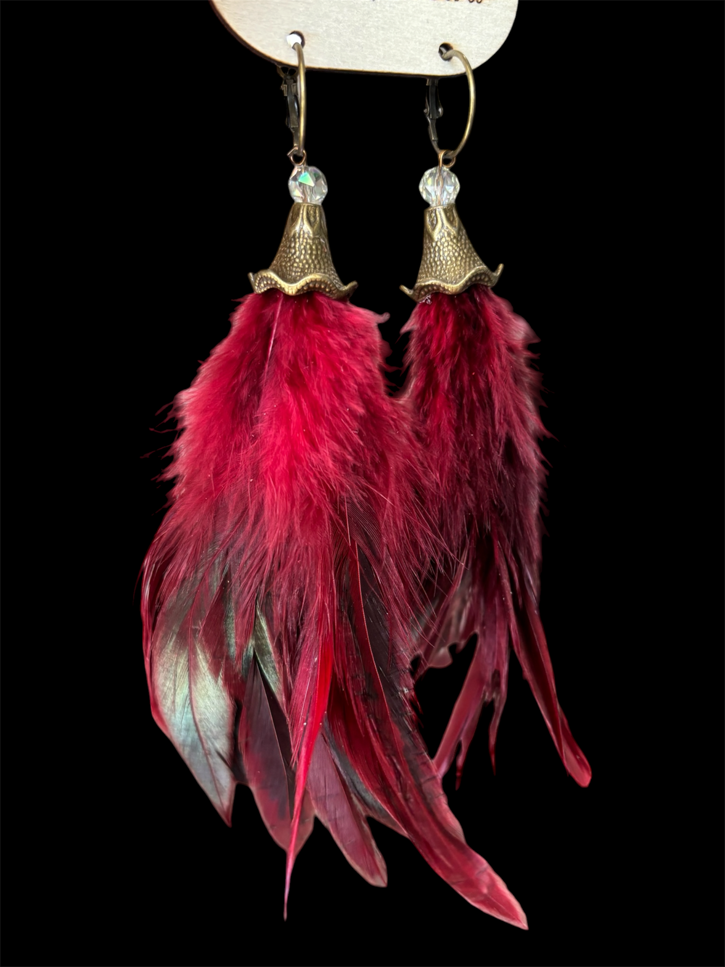 Red Bell Feather Earrings