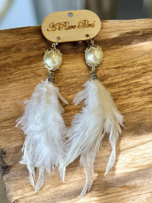 Pearl Feather Earrings