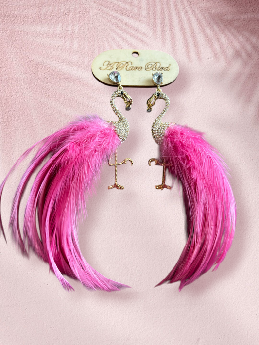 Flamingo Feather Earrings