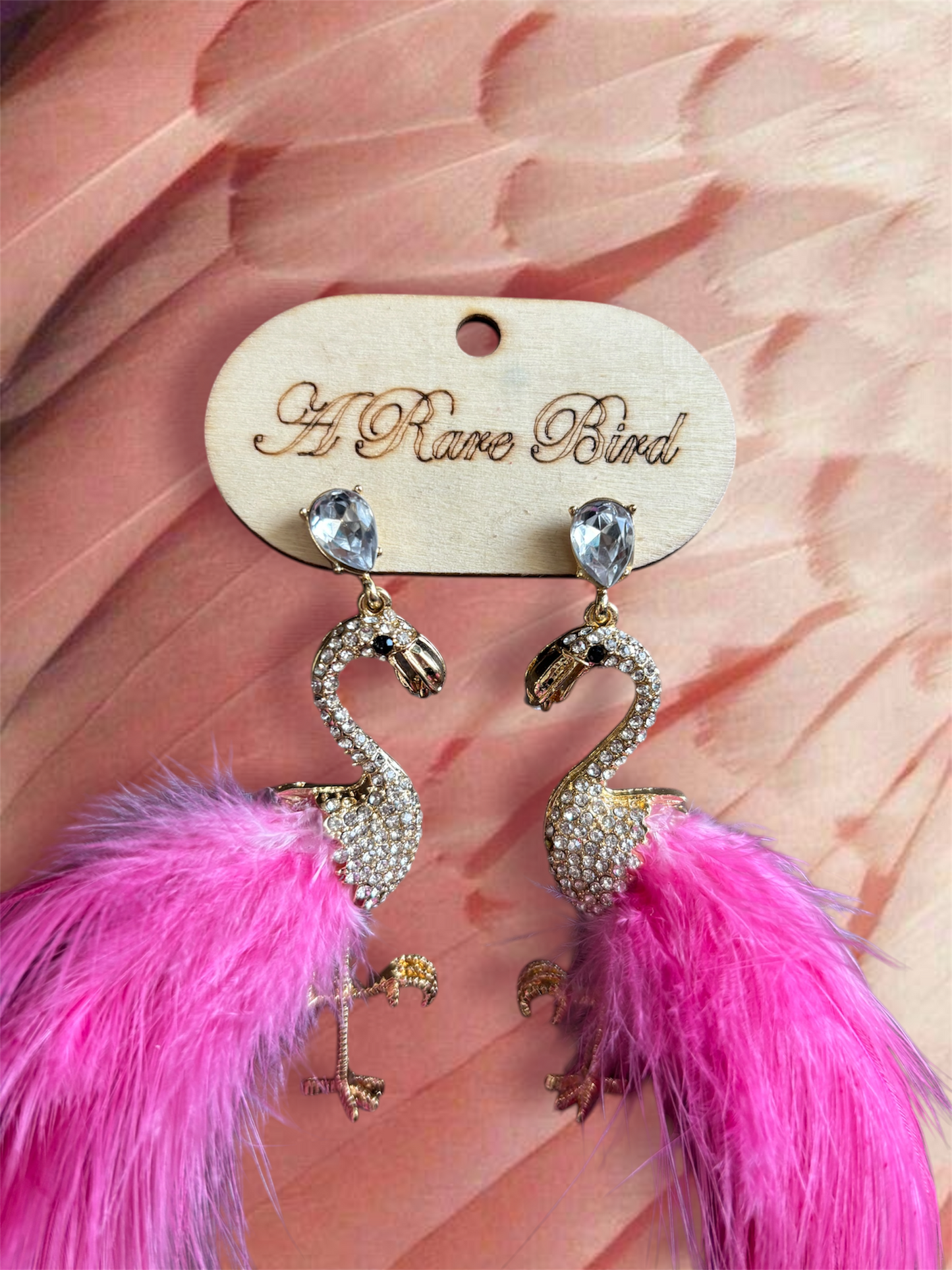Flamingo Feather Earrings