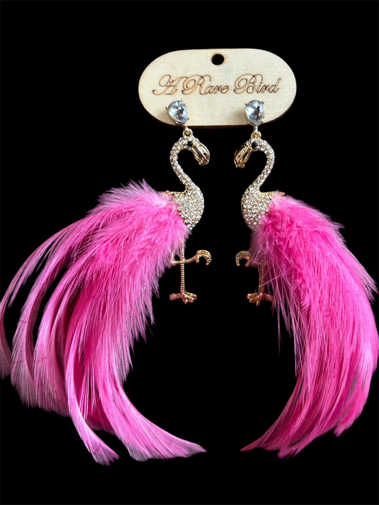 Flamingo Feather Earrings