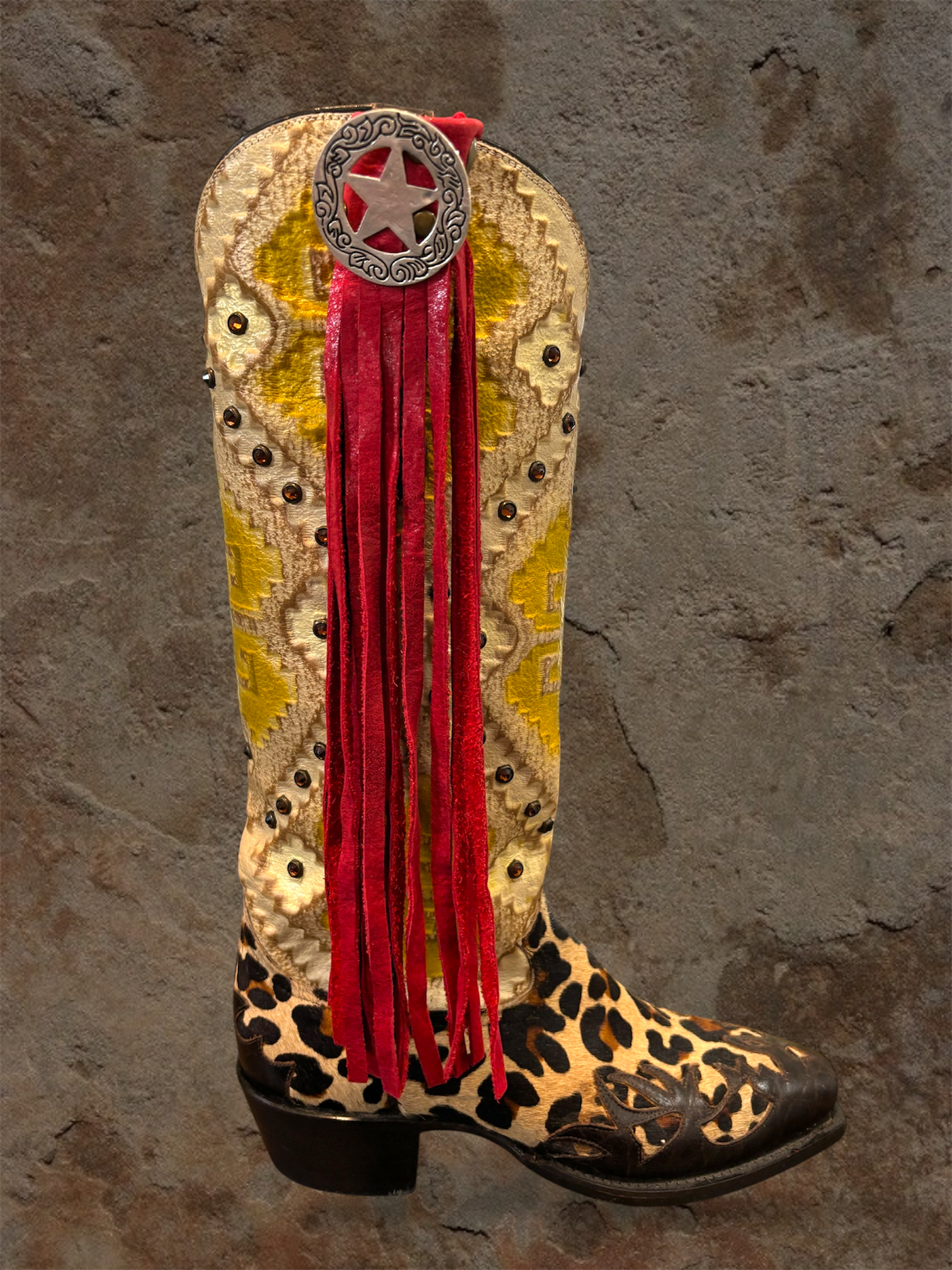 Starry Red Boot Leather Tassel