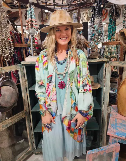 Cactus Butterfly Satin Kimono
