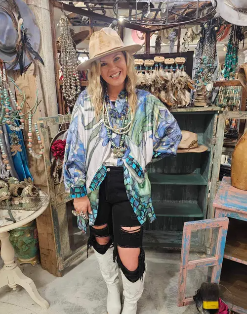 Iris Modal Satin Kimono