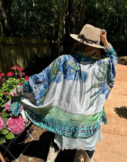 Iris Modal Satin Kimono