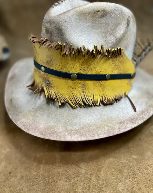 Mustard Hand Cut Feather Hatband