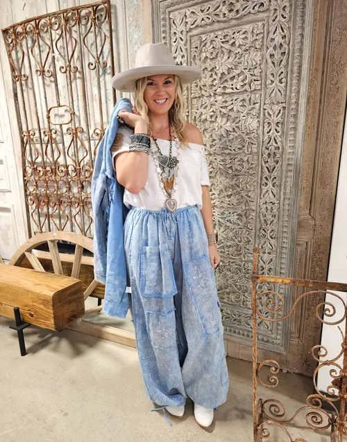 Blue Cross Stitch Genie Pant