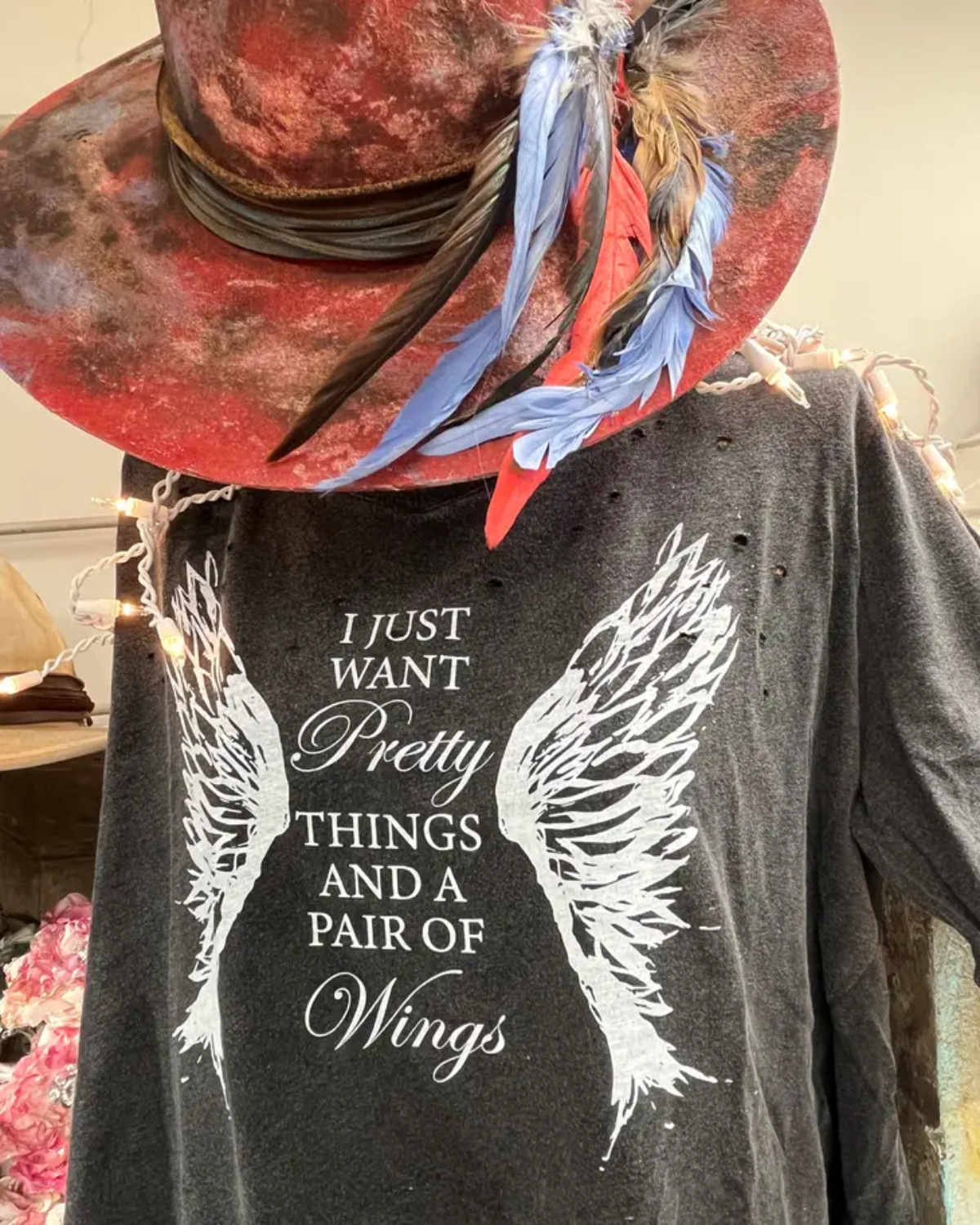 Pretty Things and a Pair of Wings Distressed Shirt