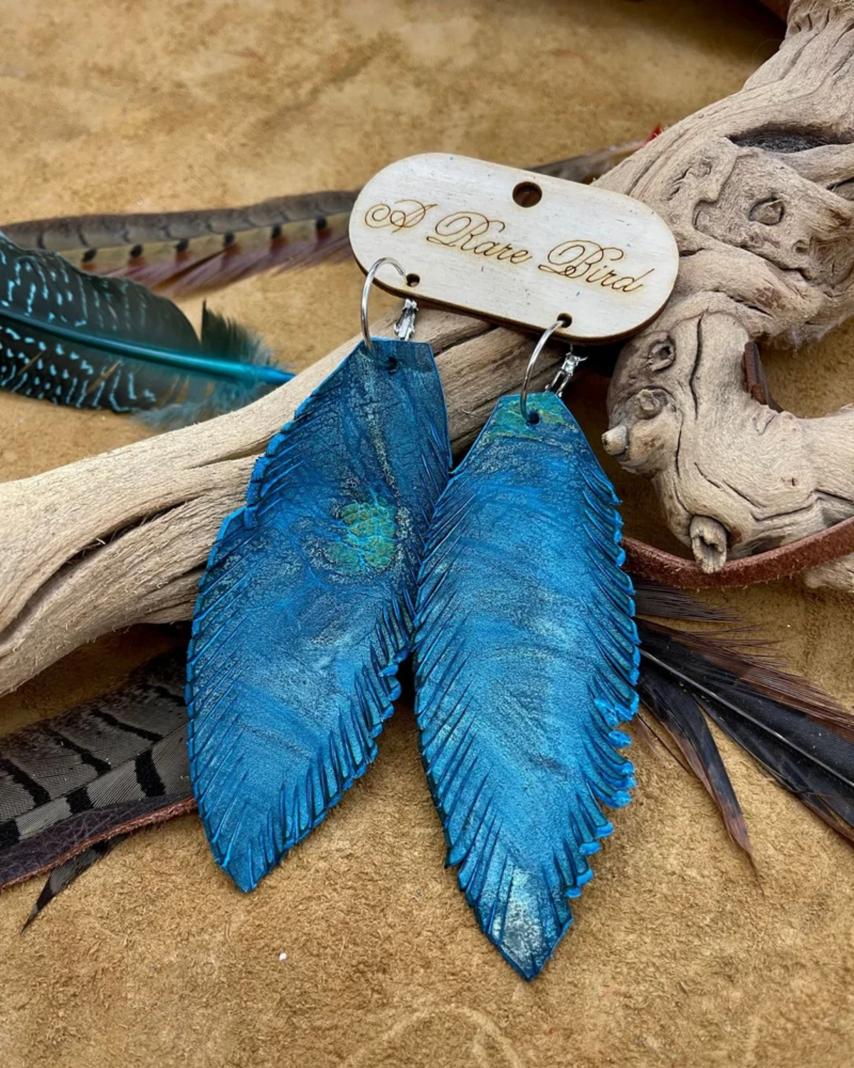 Hand-Cut Soft Leather Feather Earrings