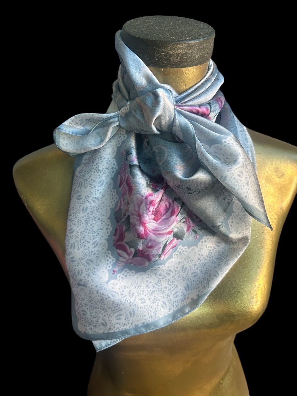Pastel Blue Lacy Rose Wild Rag